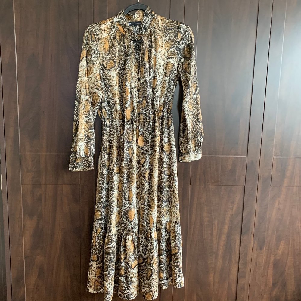 ZARA SNAKESKIN PRINT DRESS - XS